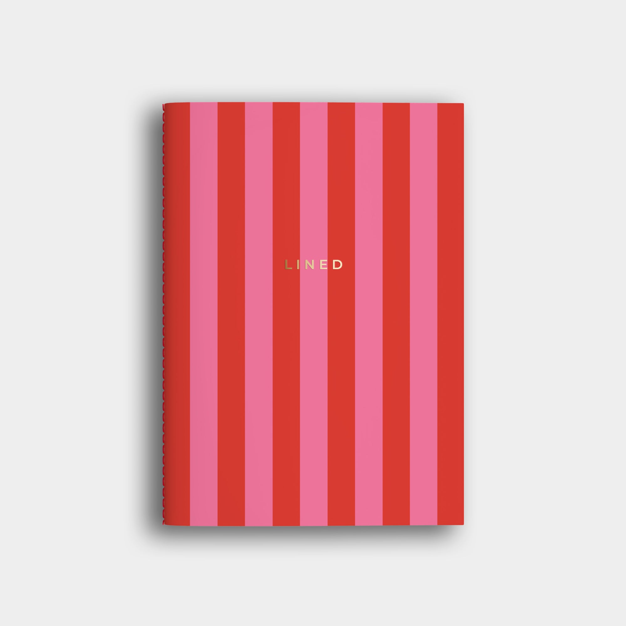 Lined Notebook - Red + Pink Striped