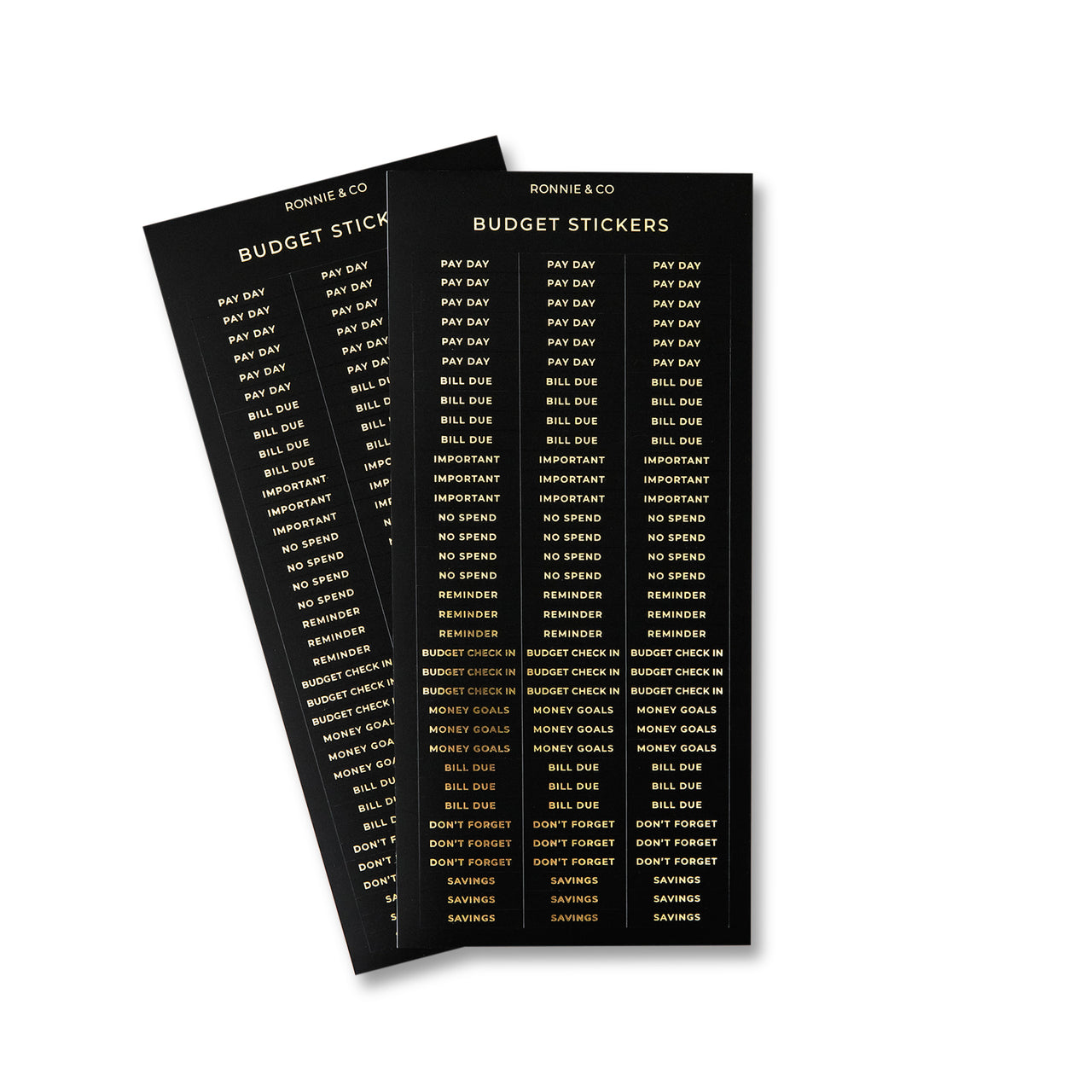 Planner Stickers Budget  | Gold Foil | Black Matt