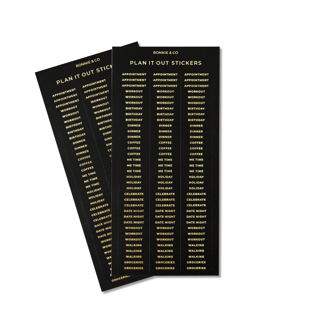 Planner Stickers General | Gold Foil | Black Matt