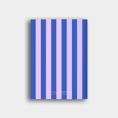 Lined Notebook -  Blue + Lilac Striped