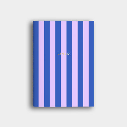 Lined Notebook -  Blue + Lilac Striped
