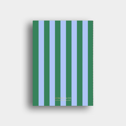 Lined Notebook -  Blue + Green Striped