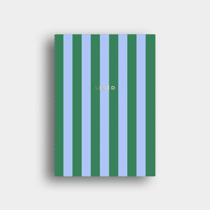 Lined Notebook -  Blue + Green Striped