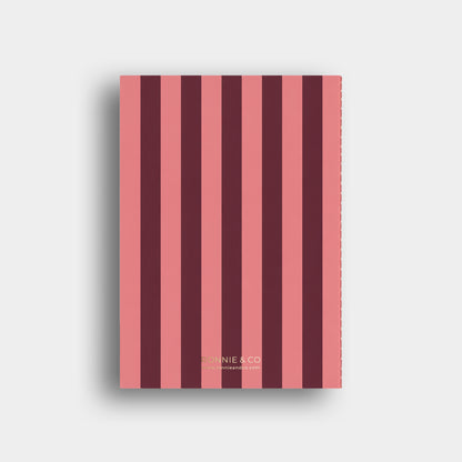 Lined Notebook -  Coral + Burgundy Striped