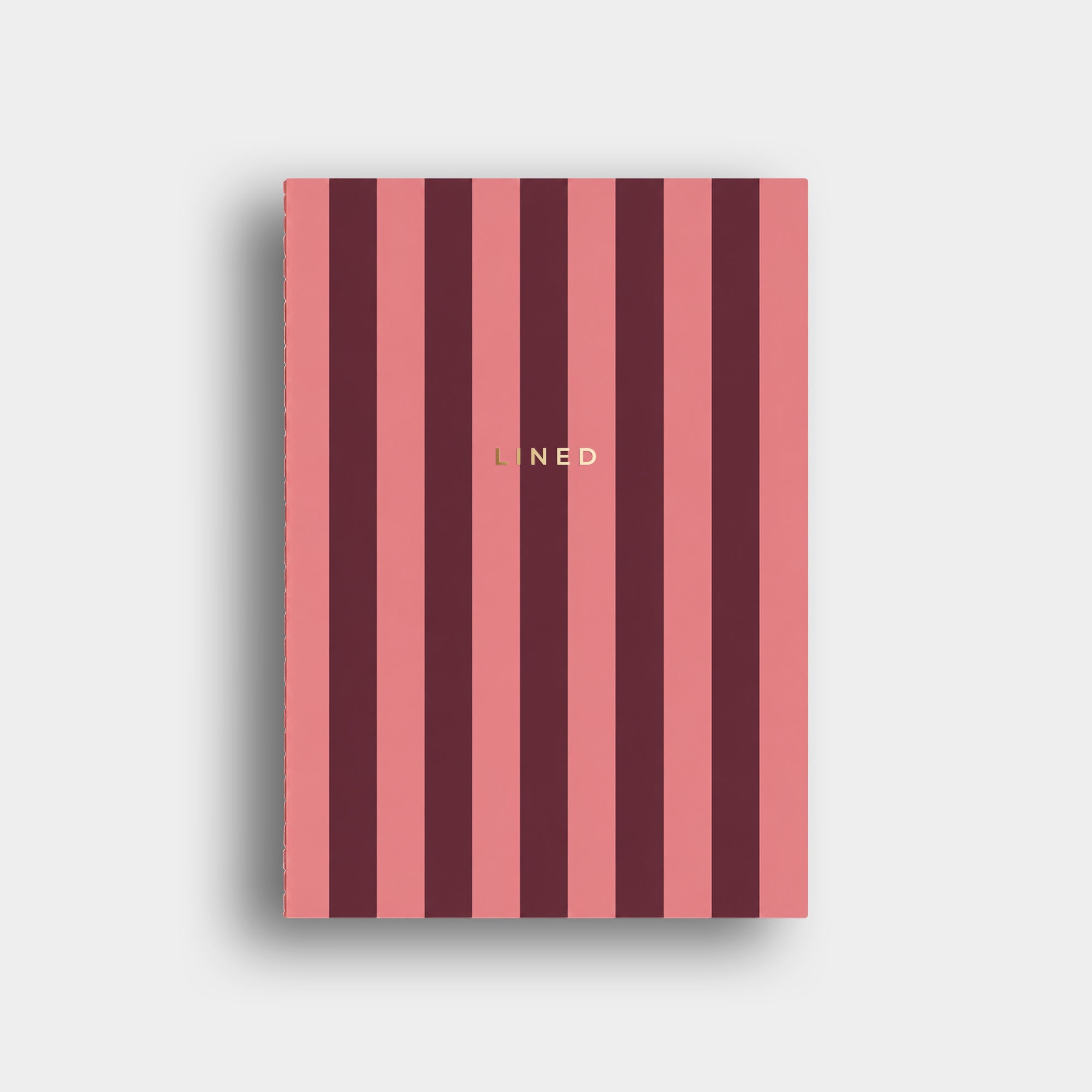 Lined Notebook -  Coral + Burgundy Striped