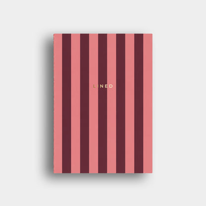 Lined Notebook -  Coral + Burgundy Striped