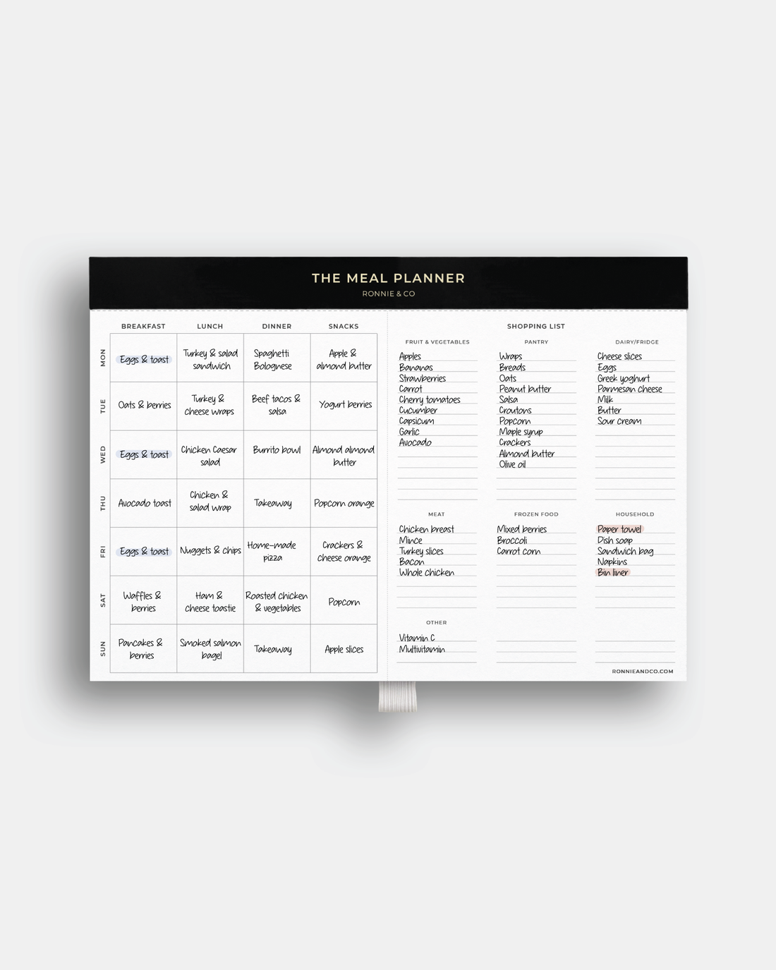 Magnetic Meal/Shopping List Planner