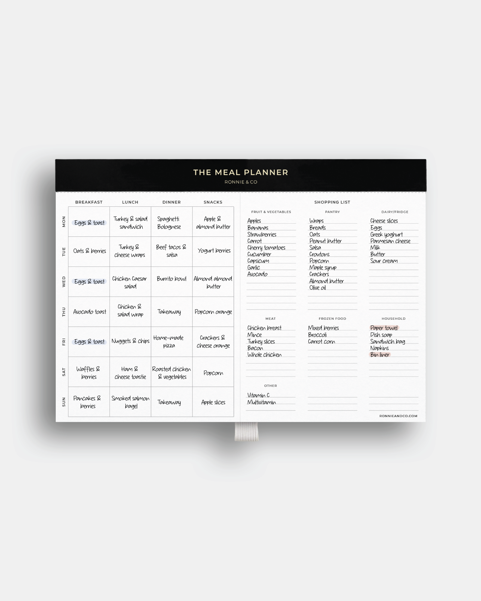 Magnetic Meal/Shopping List Planner
