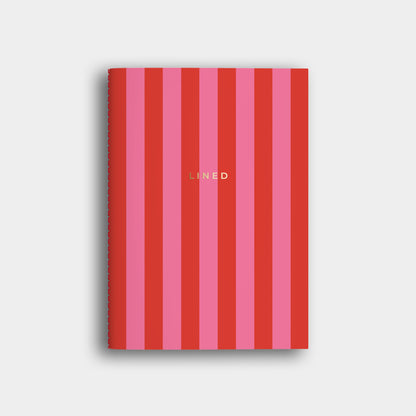 Lined Notebook -  Red + Pink Striped