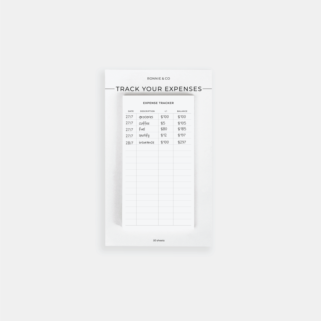 Expense Tracker Sticky Notes