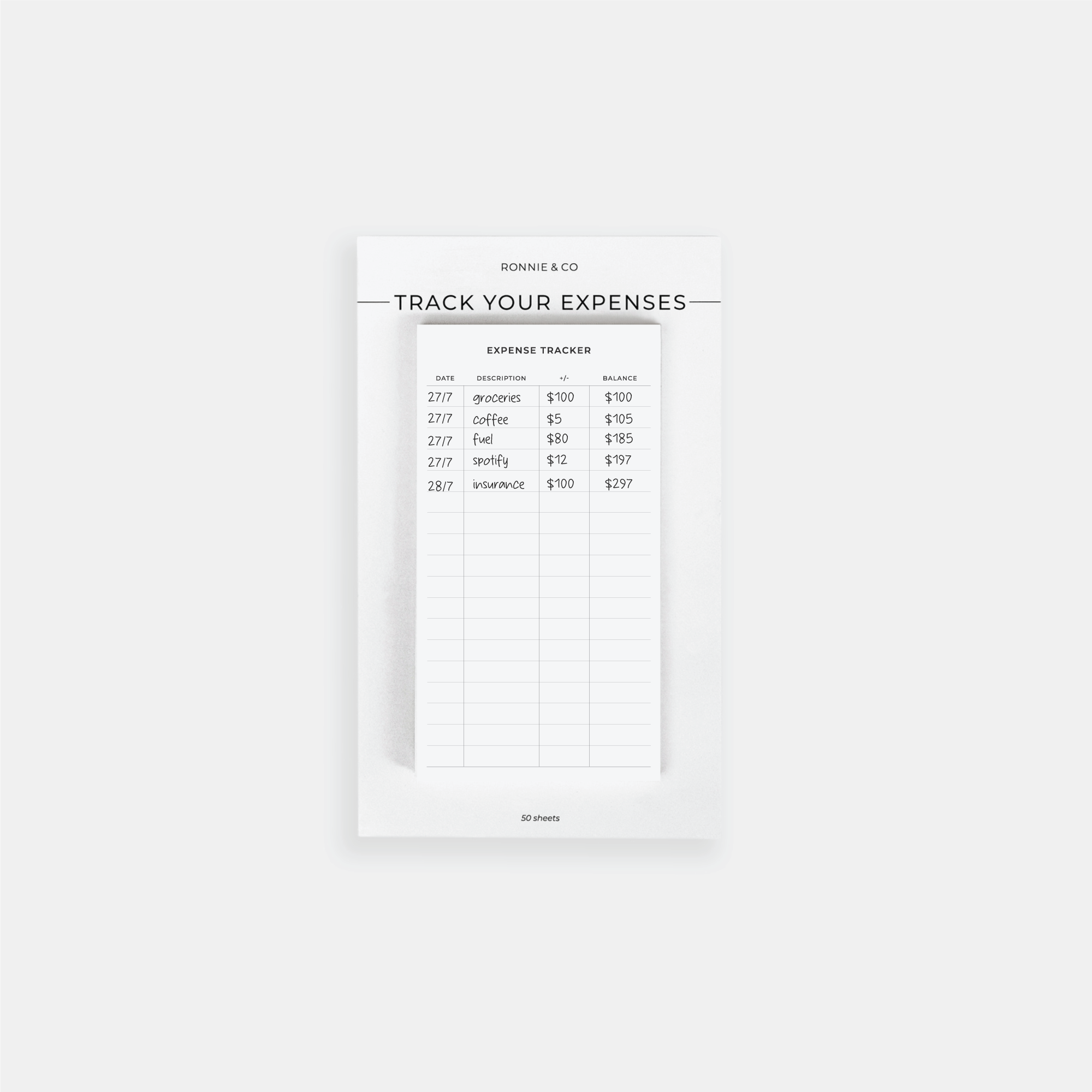 Expense Tracker Sticky Notes