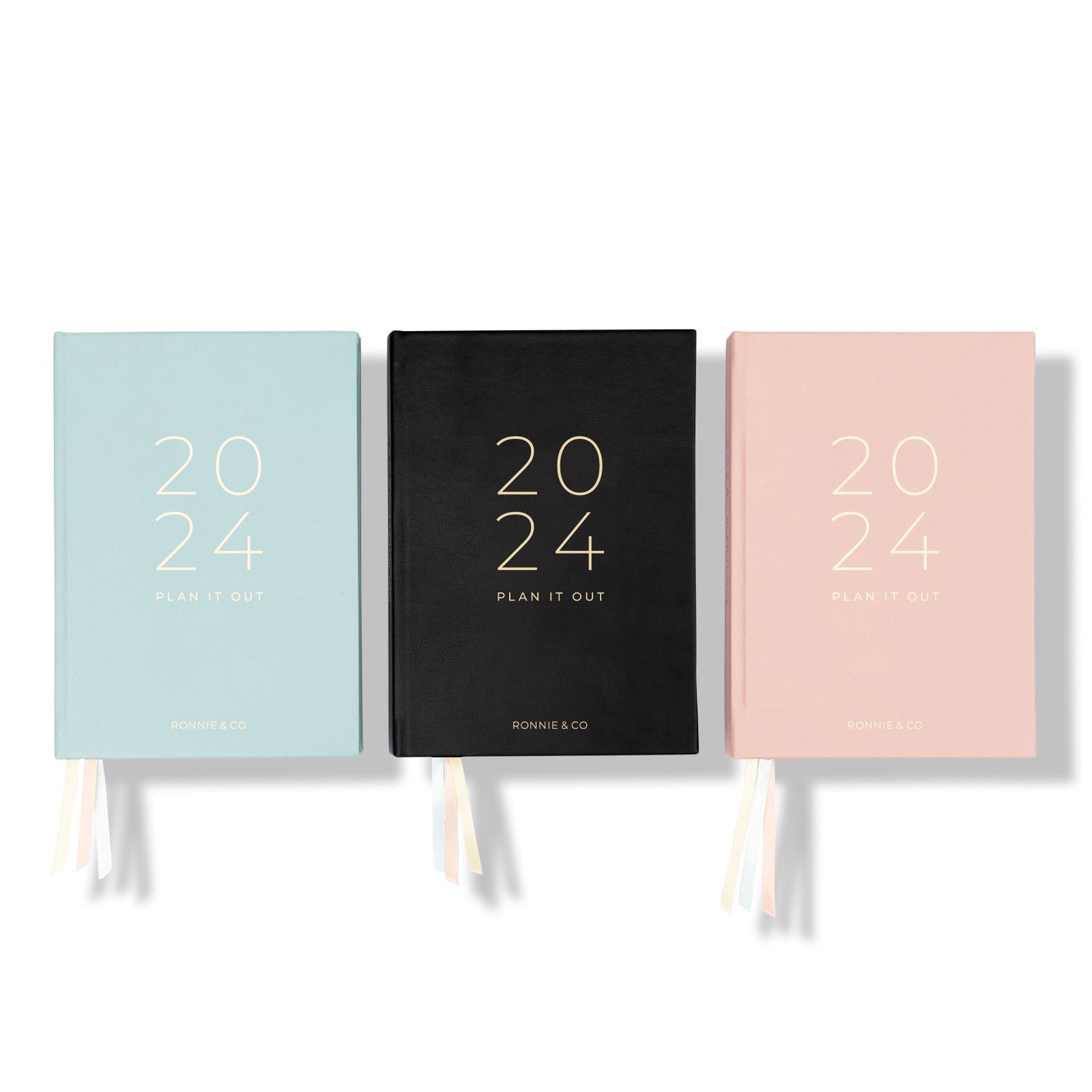 Teal black and blush 2024 a4 weekly planner by Ronnie & Co