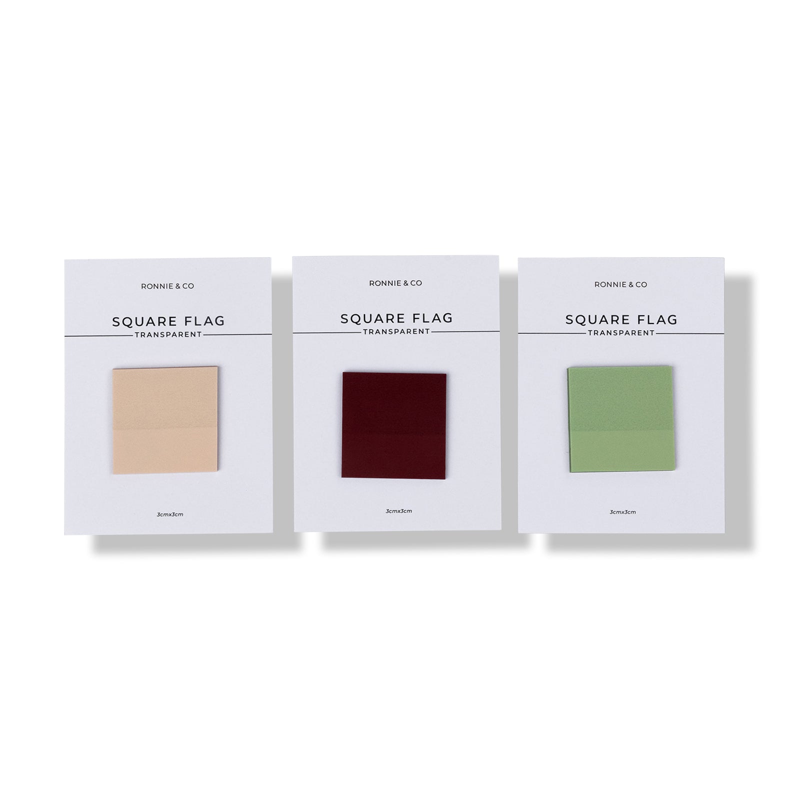 Square transparent sticky notes in various colours by Ronnie & Co