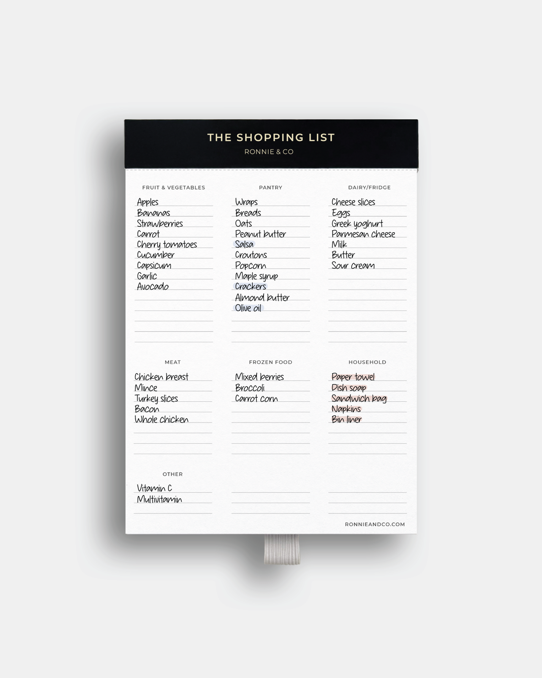 Magnetic Shopping List Pad