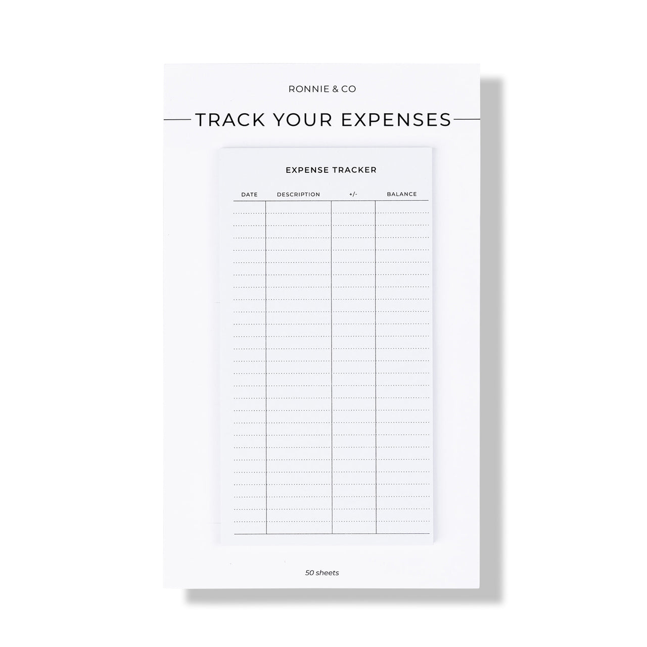 Expense sticky note pad by Ronnie & Co
