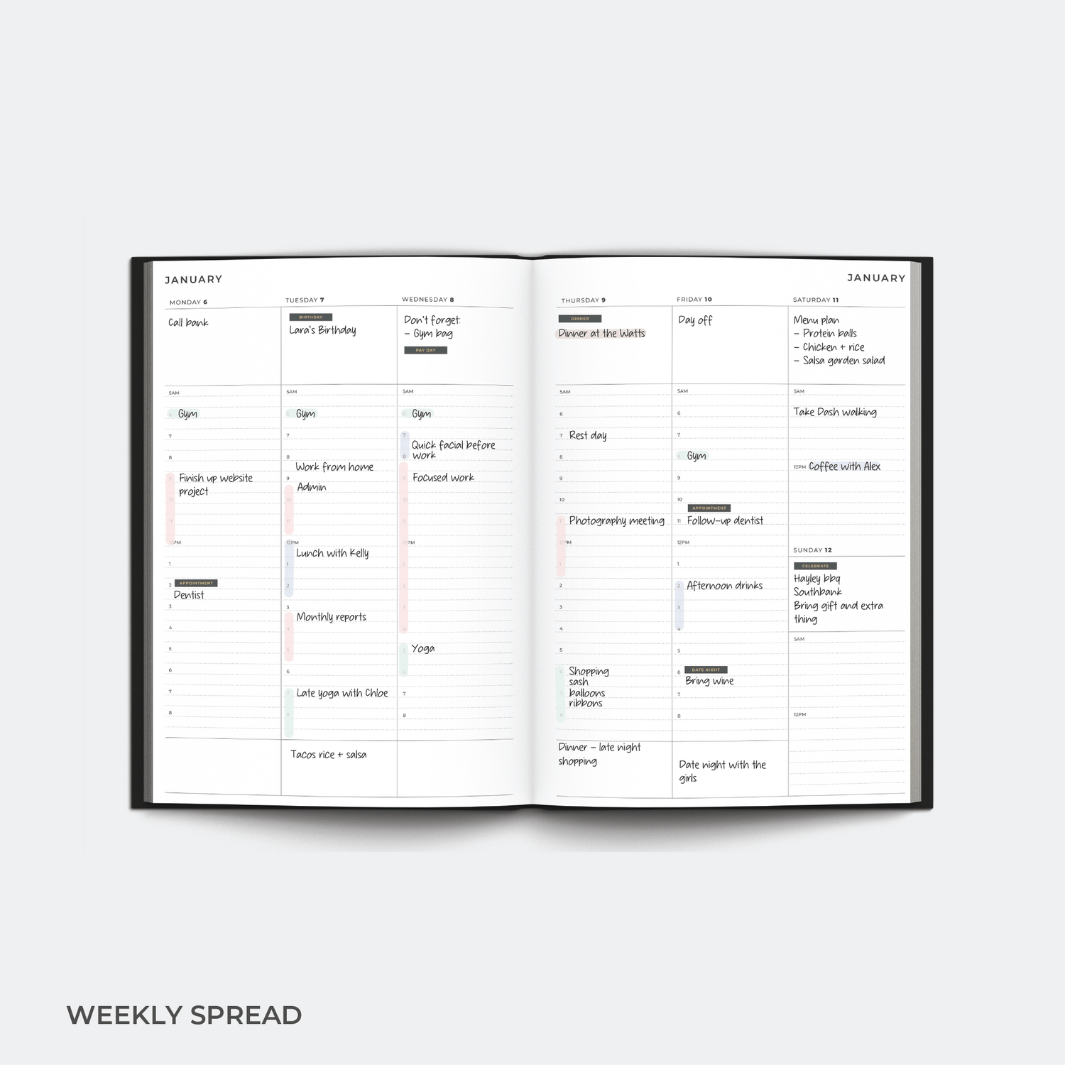 2025 A5 Weekly Planner Diary