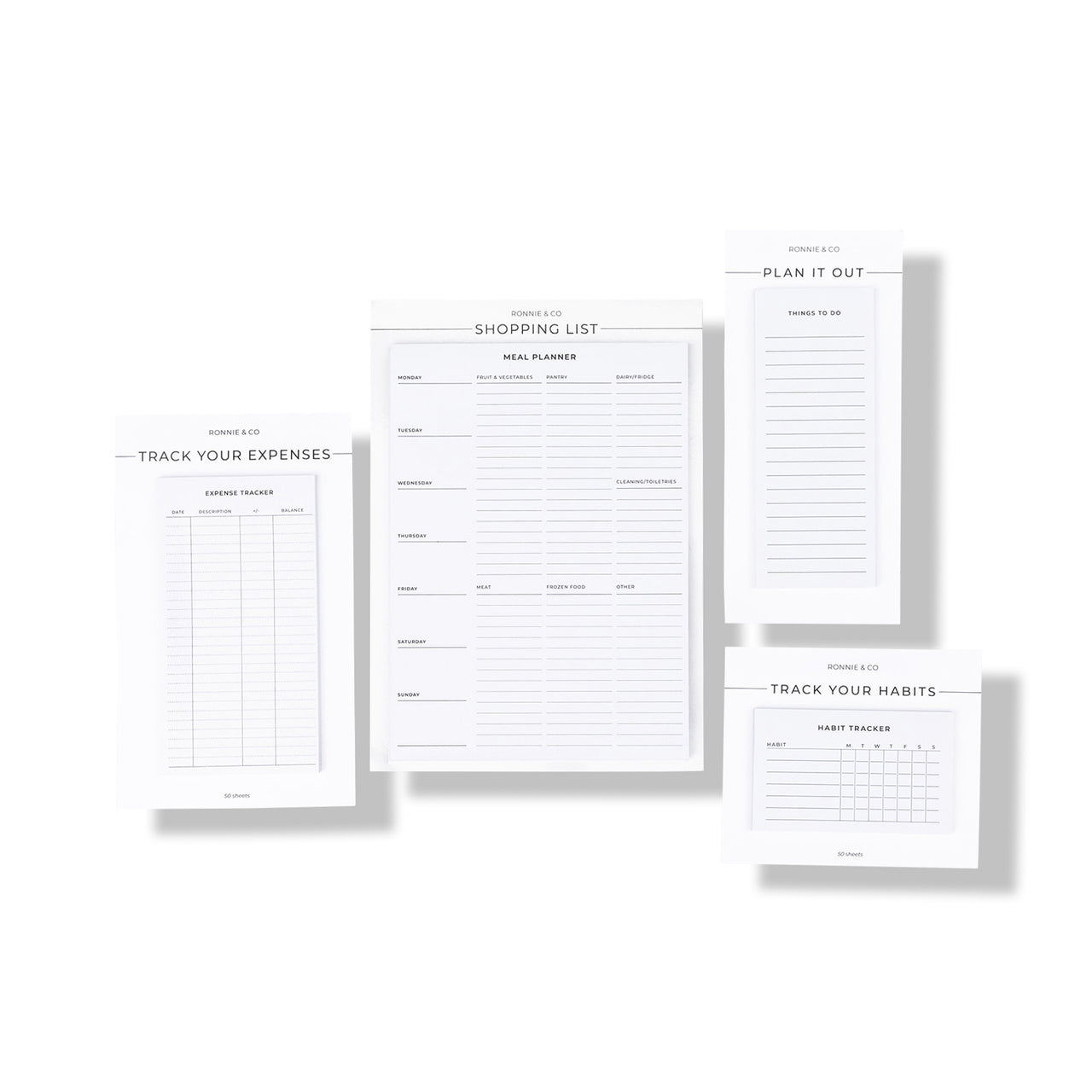 Various sticky notes for lists by Ronnie & Co