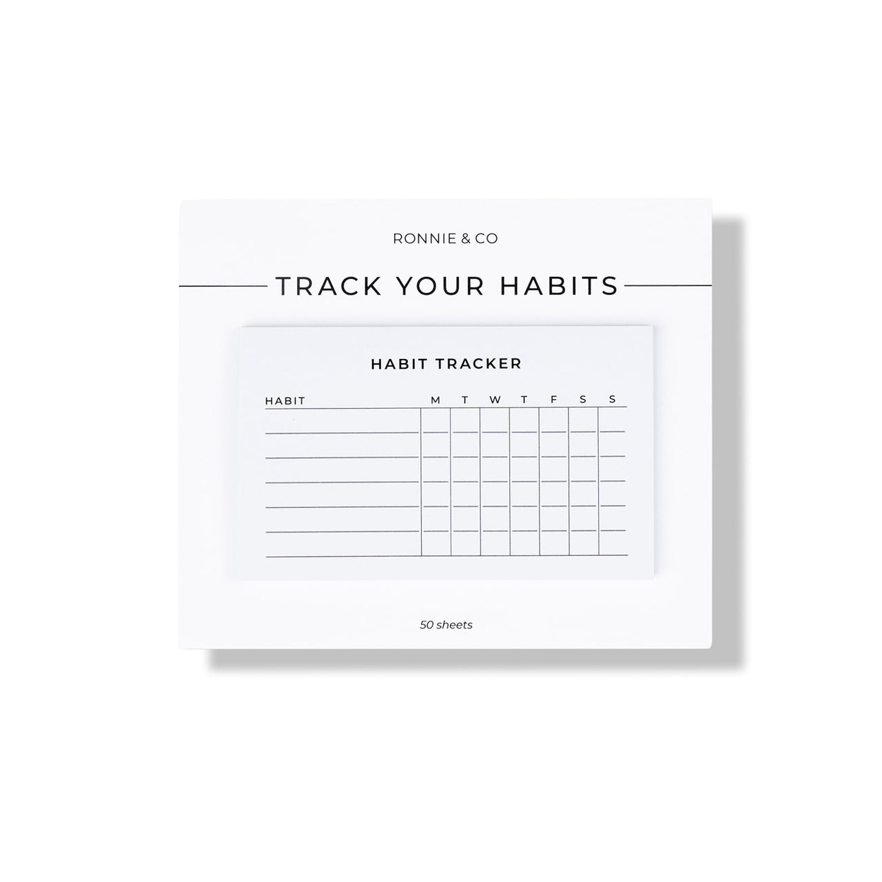 habit tracker notepad front view by Ronnie & Co